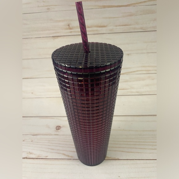 Starbucks Studded Plum Purple Grid Disco Holiday Cold Cup Tumbler 24oz - Picture 4 of 8